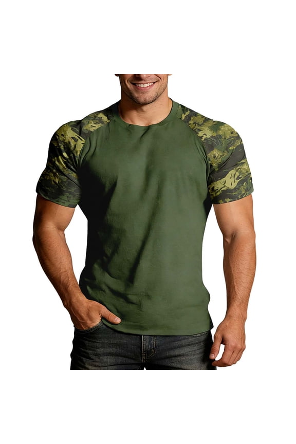 Men’s Military Camo T-Shirt, Camouflage Top Vintage Camo T-Shirts for Everyday Look, Gym Training and Outdoor Activity XXXXL&Dark Green
