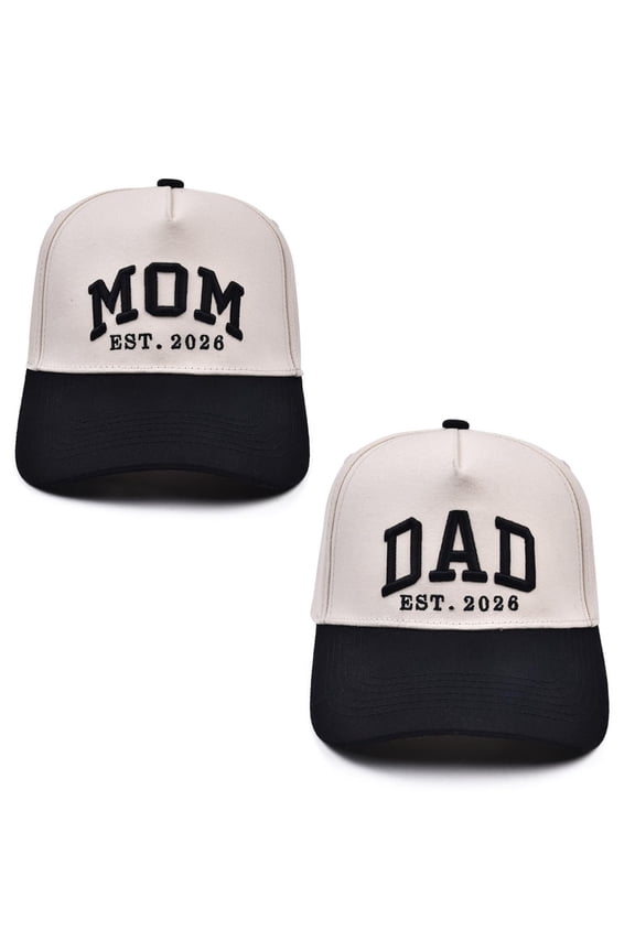 Mom and Dad Est 2026 Matching Hats | Pregnancy Announcement Gifts for Couple | Parents to Be Gifts New Mom & Dad