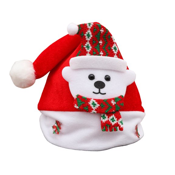Ludearly Polar Bear Scarf Santa Hat, Santa Theme Christmas Headwear, Christmas Santa Hat, for Holiday Parties, Family Gatherings And Winter Outings