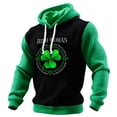 thumbnail image 1 of Ludearly St. Patrick's Day Hoodies for Men Irish Shamrock Casual Clover Graphic Waffle Knit Pullover Casual Shirt Holiday Outfit Black3&L, 1 of 4