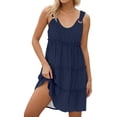 thumbnail image 1 of Ludearly Sundresses for Women 2026 Vacation Swimsuit Cover Ups Floral Beach Dress T-Shirts Tank Dresses M&Navy#02, 1 of 4