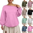 thumbnail image 1 of Ludearly Womens Fleece Lined Sweatshirt Off Shoulder Long Sleeve Pullover Top Oversized Shirt Basic Slouchy Clothes 2026, 1 of 5
