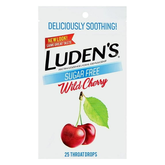 Luden's Cough Drops | Sugar-Free Wild Cherry | 25 Drops Each | Pack of 12