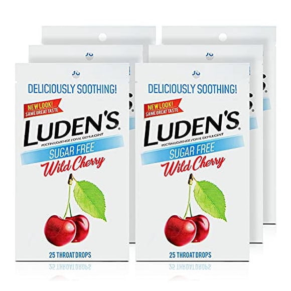 Ludens Sugar Free Wild Cherry Throat Drops 25 Count 6 Pack