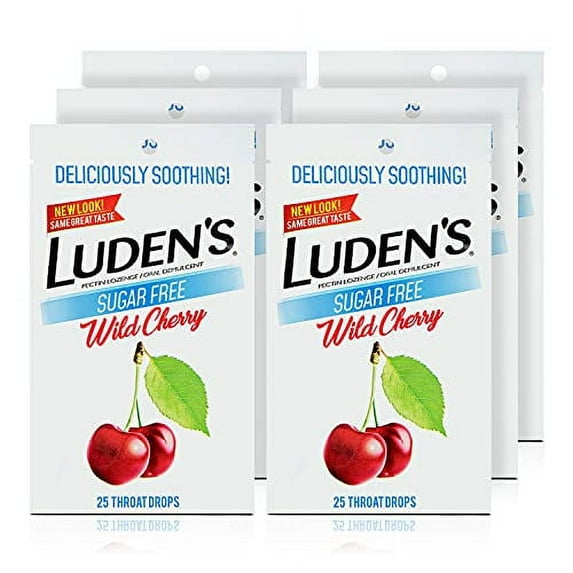Luden’s Sugar Free Wild Cherry Throat Drops 25 Count 6 Pack