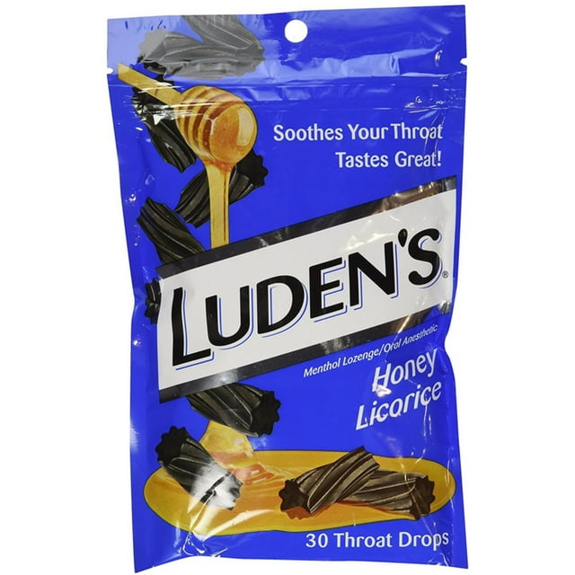 Luden's Honey Licorice Flavored Cough Lozenges, Throat Drops, 30 Count