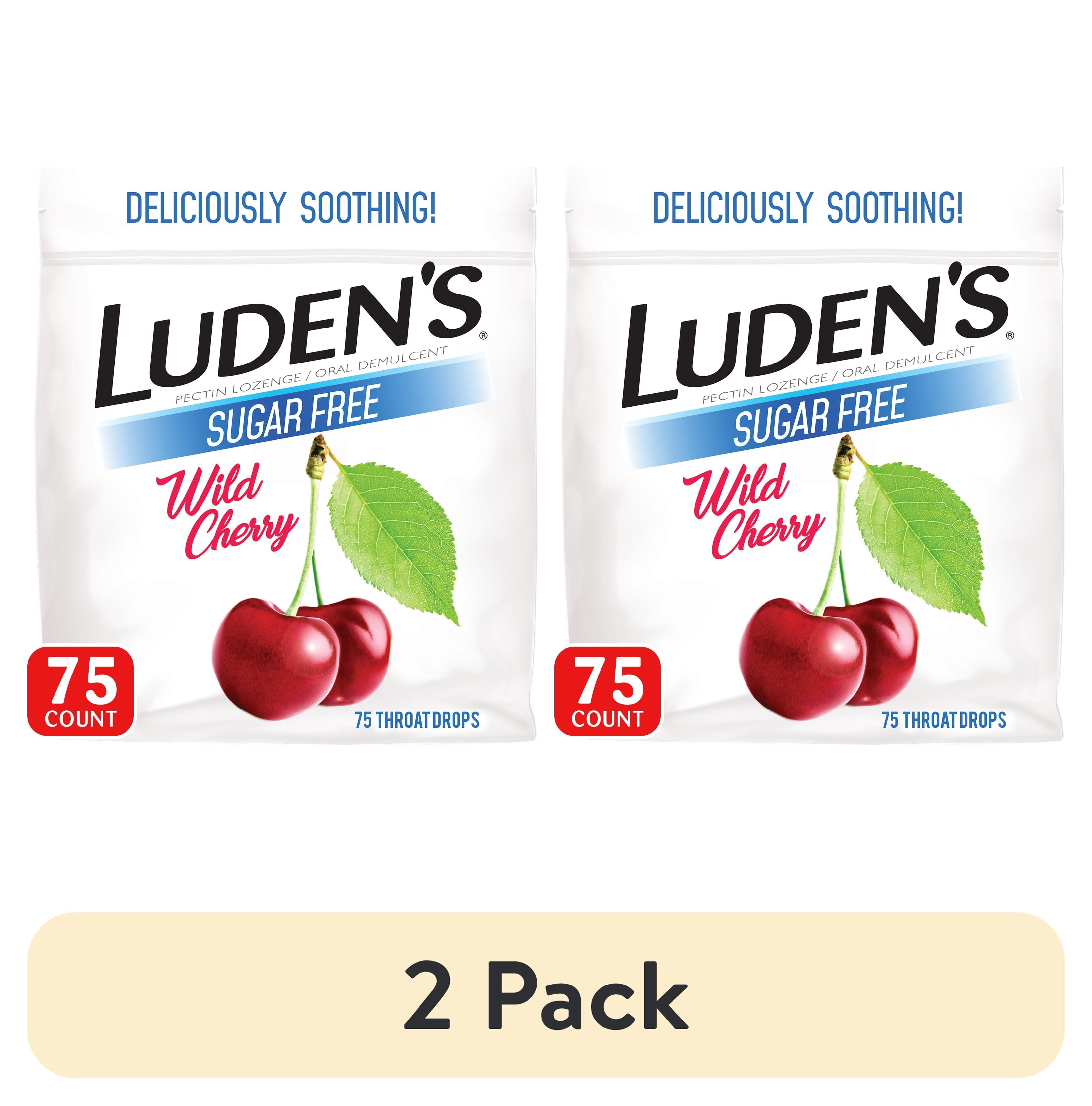 (2 pack) Luden's Sore Throat Drops, for Minor Sore Throat Relief, Sugar Free Wild Cherry Throat Remedy, 75 Ct