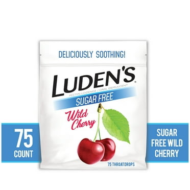 Luden's Sore Throat Drops, for Minor Sore Throat Relief, Sugar Free Wild Cherry, 75 Count