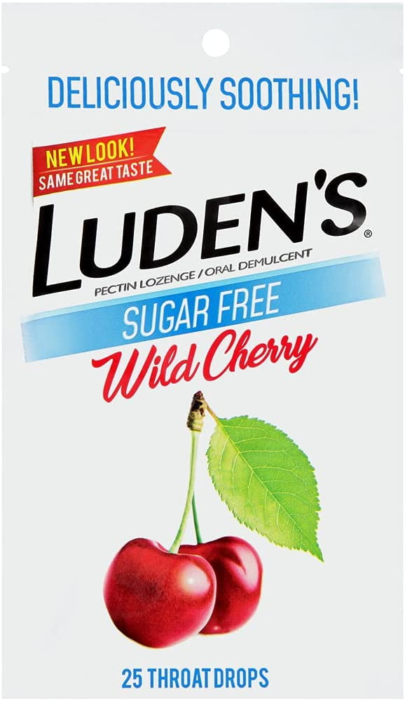 Luden's Sugar Free Throat Drops, Wild Cherry, 25 ea