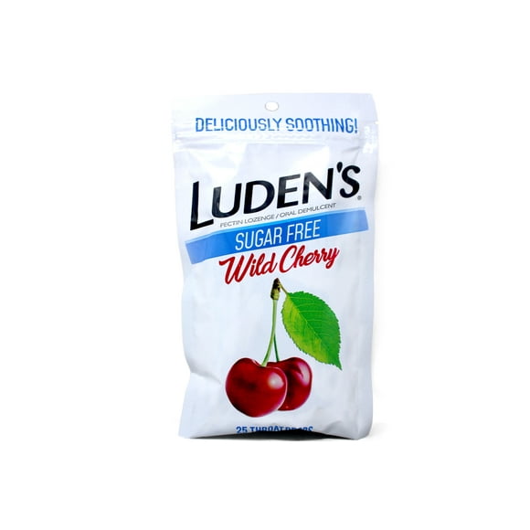 Luden's Sugar Free Wild Cherry Throat Drops, Sore Throat Relief, 25 Count (12 Pack)