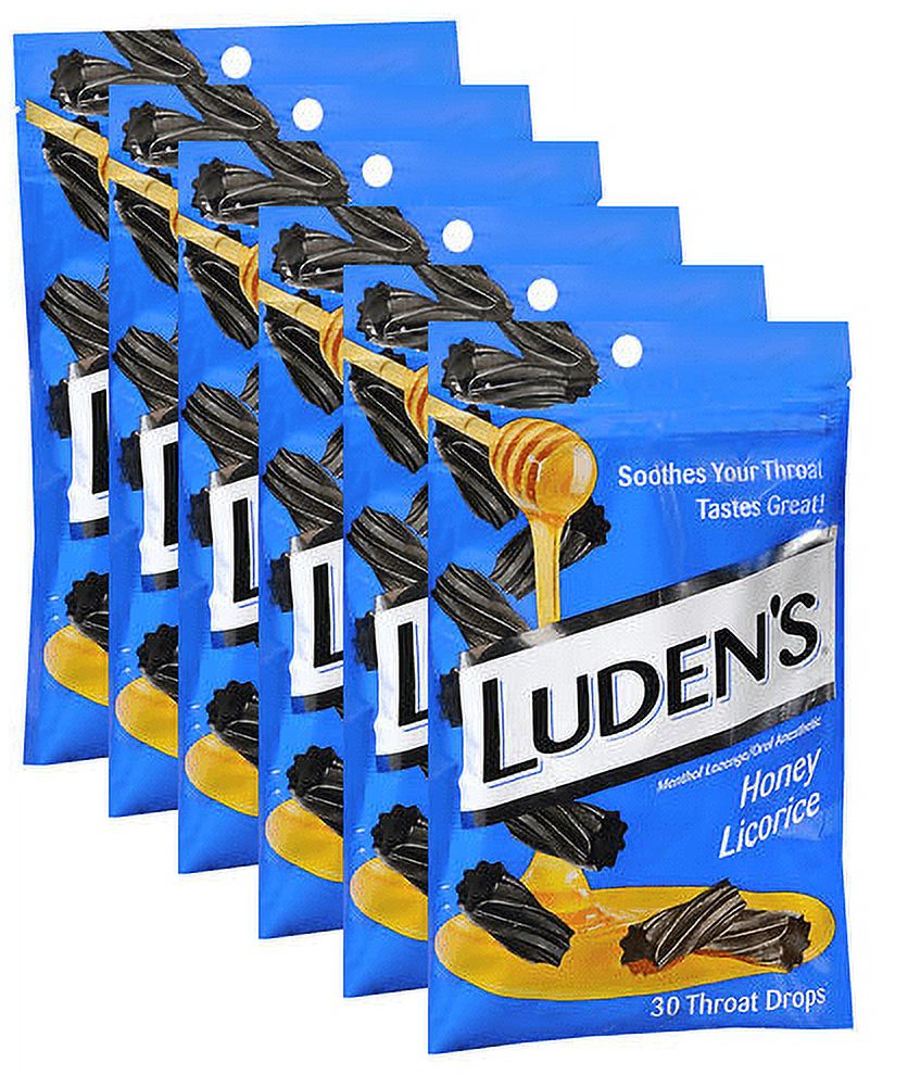 Ludens Cough Drops, Honey Licorice, 30 Drops/bag, pack of 6