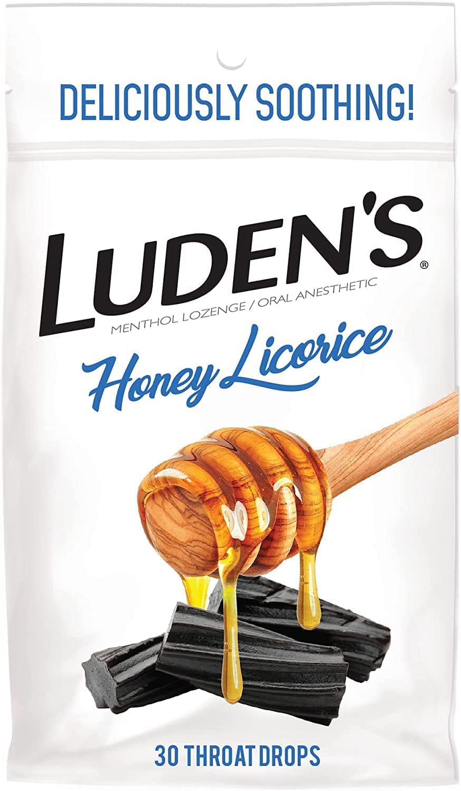 Ludens Honey Licorice Throat Drops Bag, 30 Ea, 6 Pack