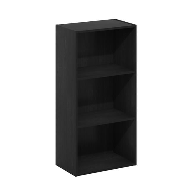 Elegant 3-Tier Dark Wood Bookcase with Closed Back Design