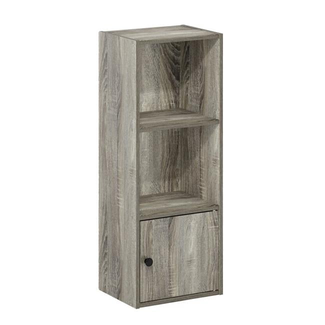French Oak Compact Wood Bookcase with Door Storage