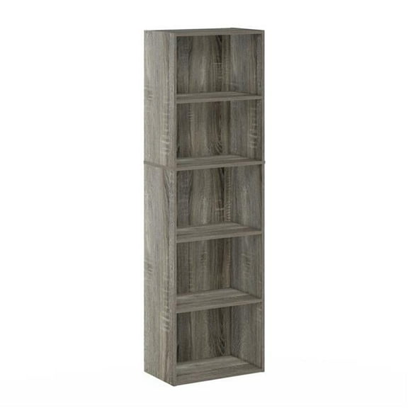 Luder 5-Tier Reversible Color Open Shelf Bookcase, French Oak
