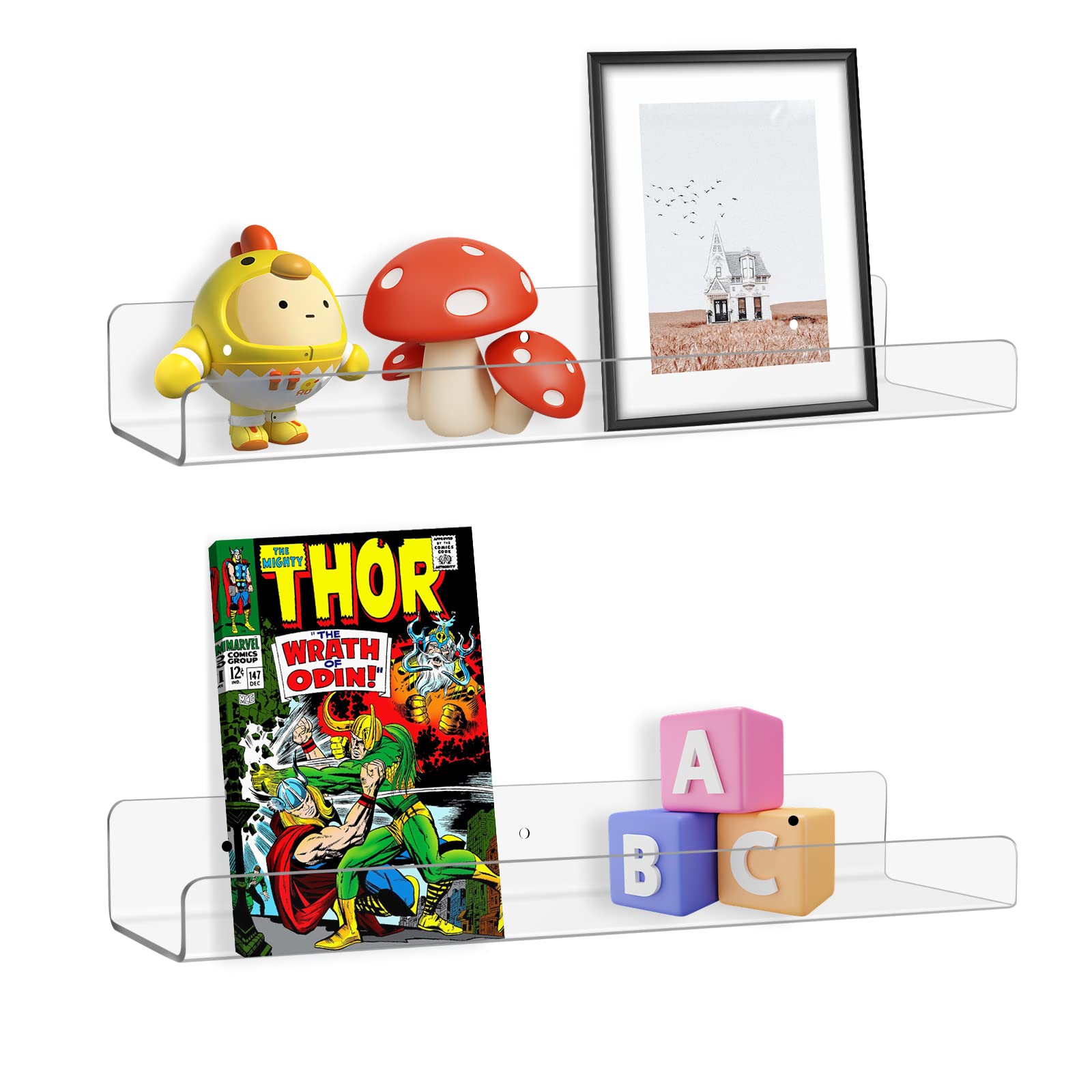 Ludery Acrylic Shelves for Wall, 15" Acrylic Floating Shelves Wall