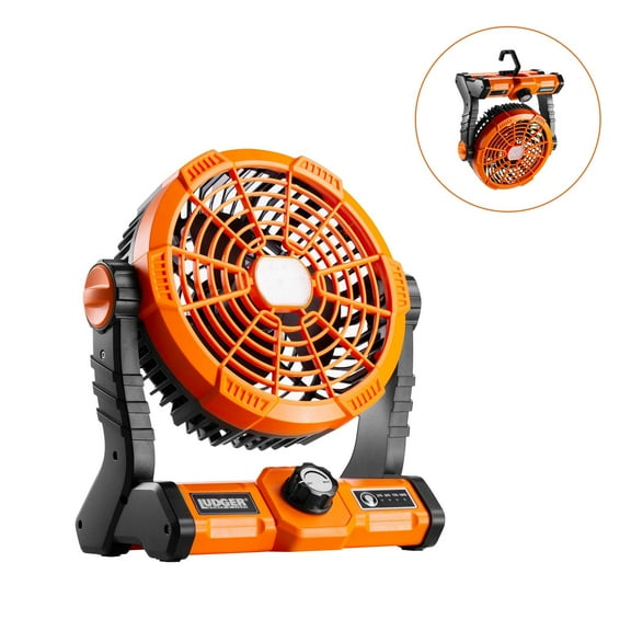Ludger 7" 3-in-1 Rechargeable Fan (EL-705WF), Portable, LED, Long Battery life, Multi Charging Port, Compact Size, Carrying Handle, Quiet Cooling, 270 Degree Rotation, Camping