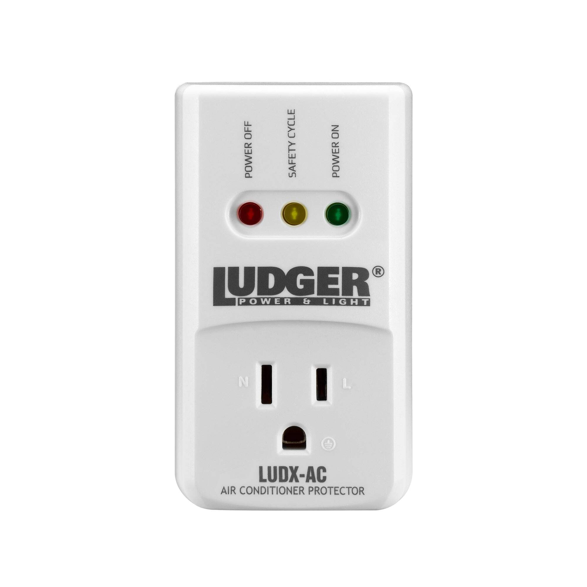 Ludger Power Surge Protector LUDX-AC, ETL Certified, Fire-Resistant, 2/3 Prong Outlets, 4-Minute Safety Cycle, LED Indicator