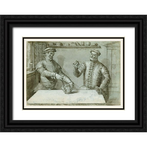 Ludget, Tom Ring 14x11 Black Ornate Wood Framed with Double Matting Museum Art Print Titled - A Double Portrait of Hans Furraht and Jacob von der Burch