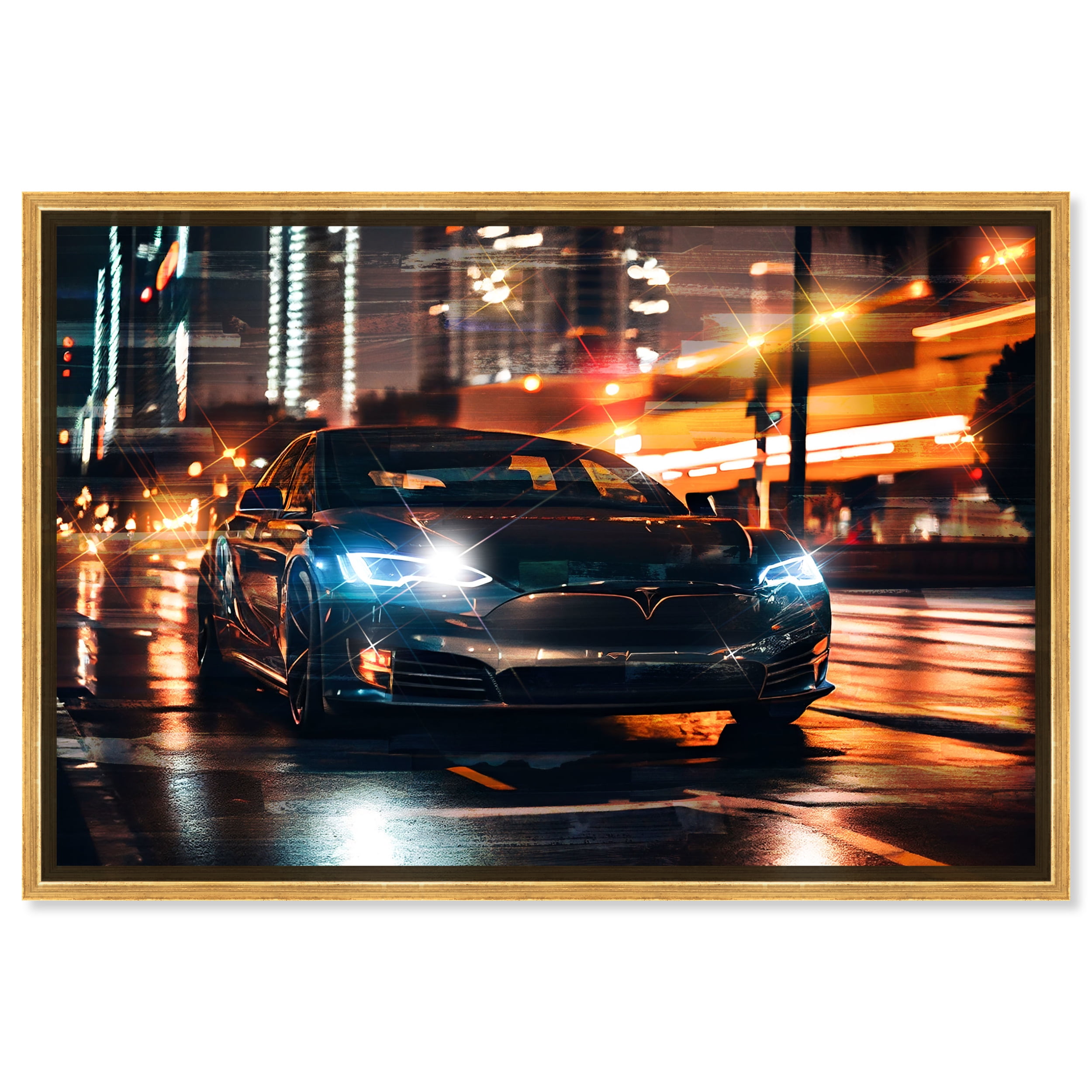 Ludicrous Racing Car Print Man Cave Canvas Wall Art by Notoriart, Gold ...