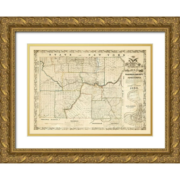 Ludlow 18x14 Gold Ornate Wood Framed with Double Matting Museum Art Print Titled - Warren County Pennsylvania - Ludlow 1838