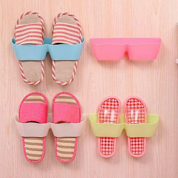 Ludlz 1/3PCS Wall Mounted Shoes Rack with Sticky Hanging Strips, Plastic Shoes Holder Storage Organizer,Door Shoe Hangers Sticky Hanging Shoe Hook Shelf Rack Shoes Holder Storage Organiszer