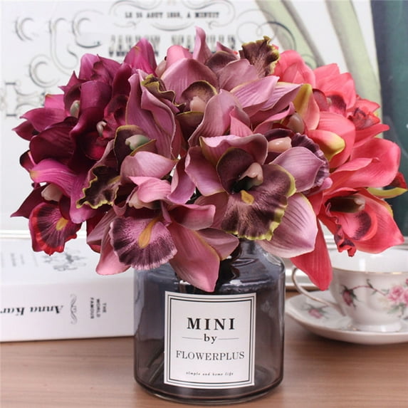 Ludlz 1 Bouquet 7-Head Artificial Flower Orchid Home Hotel Wedding Bridal Table Decor