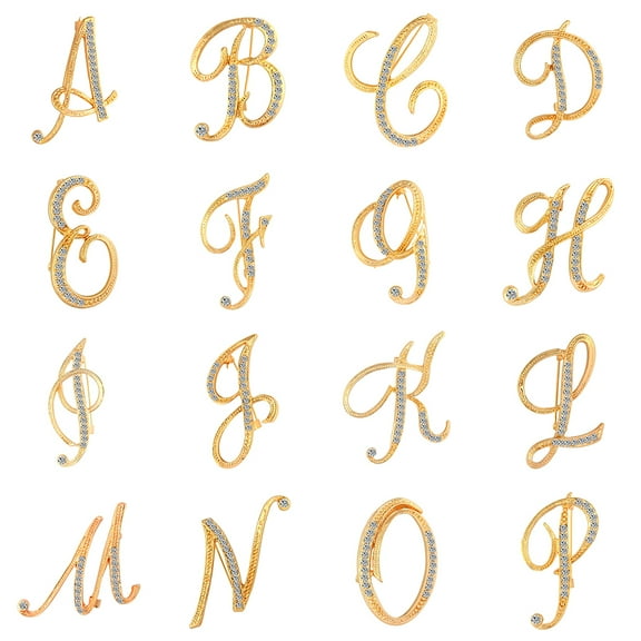 Ludlz 1 Pc Fashion Unisex Rhinestone English Letters Alphabet A-Z Brooch Pin Ornament