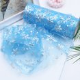 thumbnail image 1 of Ludlz 1 Roll 10 Yards Organza Ribbon Glitter Trimming Versatile Nylon Snowflake Pattern Craft Tulle Roll for Gift Packing, 1 of 8