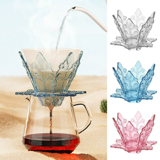 Ludlz 1 Set Coffee Filter Cup Collapsible Reusable Coffee Dripper Snowflake Shape Design Coffee Filter Cone Home Supply