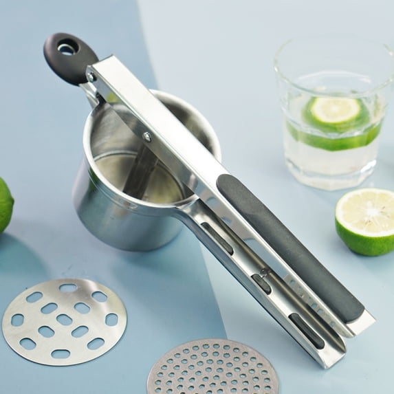 Ludlz 1 Set Juice Squeezer 3 Filters Uniform Filter Holes Non-slip Handle Comfortable Grip Labor-Saving Manual Squeezer Kitchen Gadget