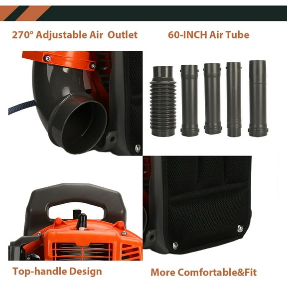 Ludlz 1 Set Leaf Blower Backpack Style 52 Cubic Centimeter Adjustable Tube Gas Powered Dust Blower Garden Supplies