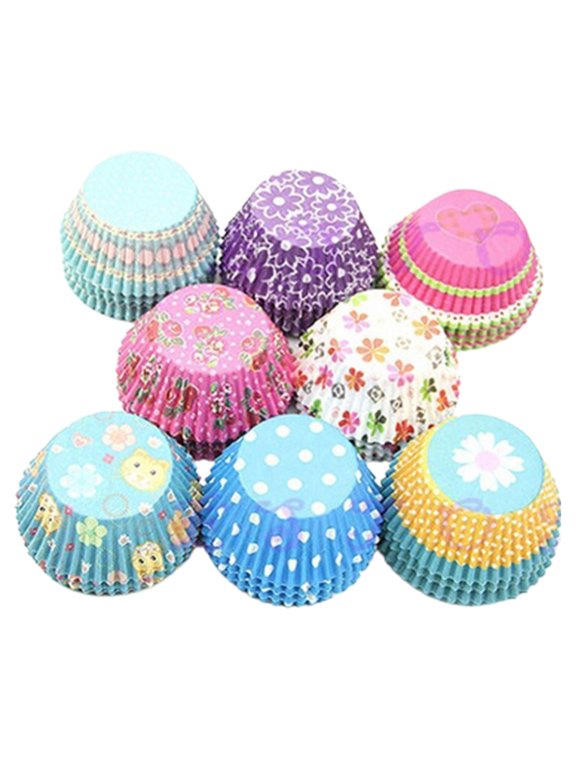 Ludlz 10/100Pcs Cupcake Liners Mini Disposable Oil-Proof Mini Paper Cake Cups Cupcake Cases Baking Tools Paper Cups for Baby Shower, Birthday Party, Weddings Decorations