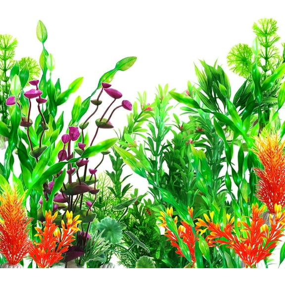Ludlz 10/20PCS Artificial Aquarium Plants, Fish Tank Decorations, ( 10-12cm High), Plastic Plant Landscape Aquarium Decoration