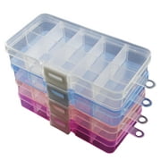 Ludlz 10 Compartments Plastic Organizer Container Storage Box Adjustable Divider Removable Grid Compartment for Jewelry Beads Earring Container Tool Fishing Hook Small Accessories