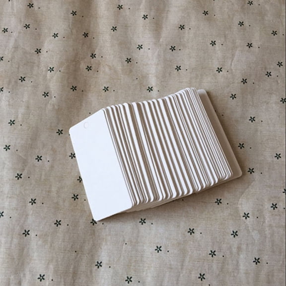 Ludlz 100pcs 40x20mm White Jewelry Price Tags Clothing Display Tag Gift Message Card Writable Rectangle Paper Price Marking Label Design Blank DIY Paper Cards Hangtags Bookmarks