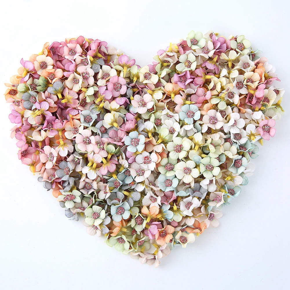 Ludlz 100pcs Flower Head Mini Silk Artificial Flowers for Home Wedding ...