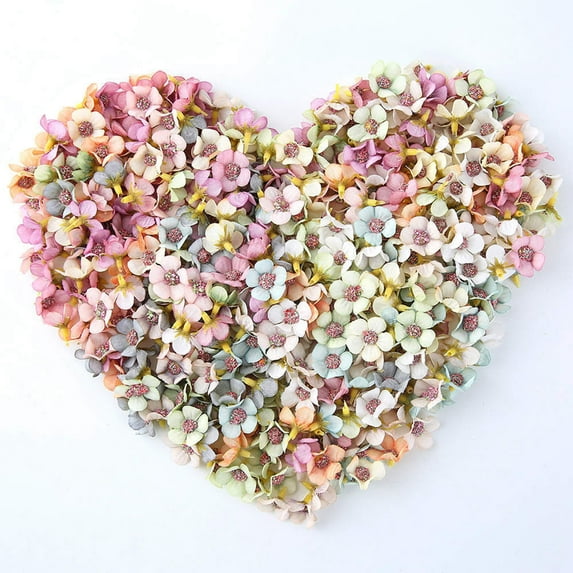 Ludlz 100pcs Flower Head Mini Silk Artificial Flowers for Home Wedding Decoration DIY Wreath Headdress Fake Flowers Decor