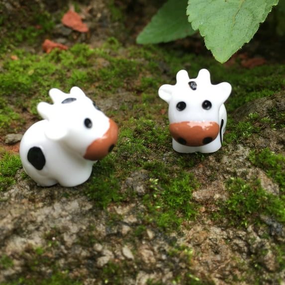 Ludlz 10Pcs Cute Cow Animal Figurines DIY Miniature Bonsai Fairy Garden Ornament Decor