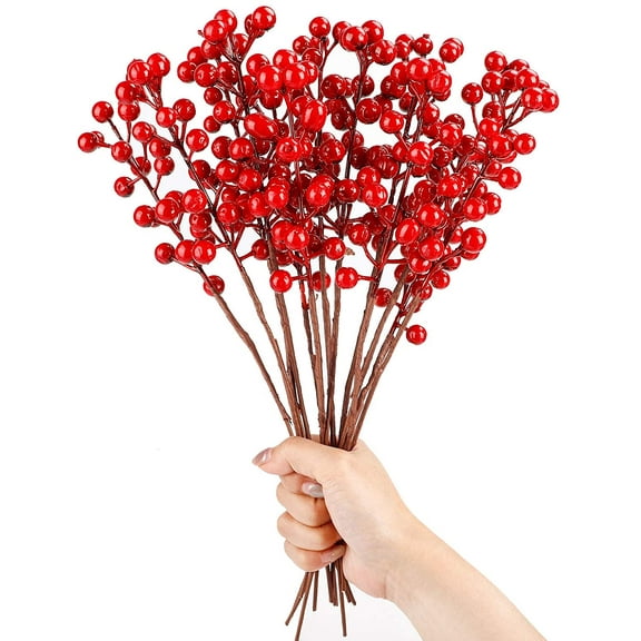 Ludlz 10Pcs Red Artificial Berry Christmas Berries for Christmas Tree 0rnaments DIY Wreath Festival Holiday Home Decor Red Berries Xmas Flower New Year Home Ornaments