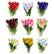 Ludlz 10Pcs/Set Real-touch Artificial Tulip Flowers Home Wedding Party Decor Artificial Tulip Flowers Home Wedding Party Decor Gift Photograph Prop