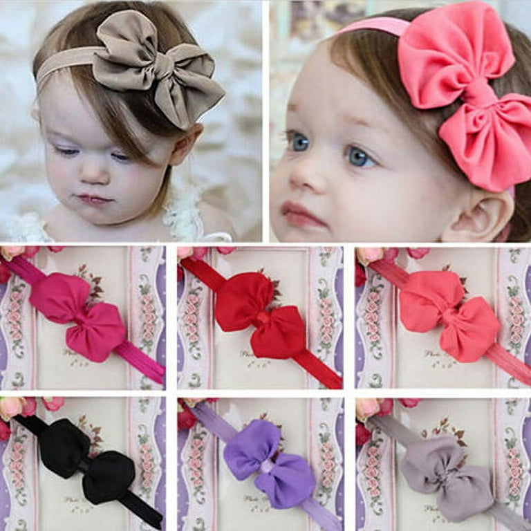 Ludlz 10Pieces Nylon Newborn Headband Big Hair Bow Girl's Headband