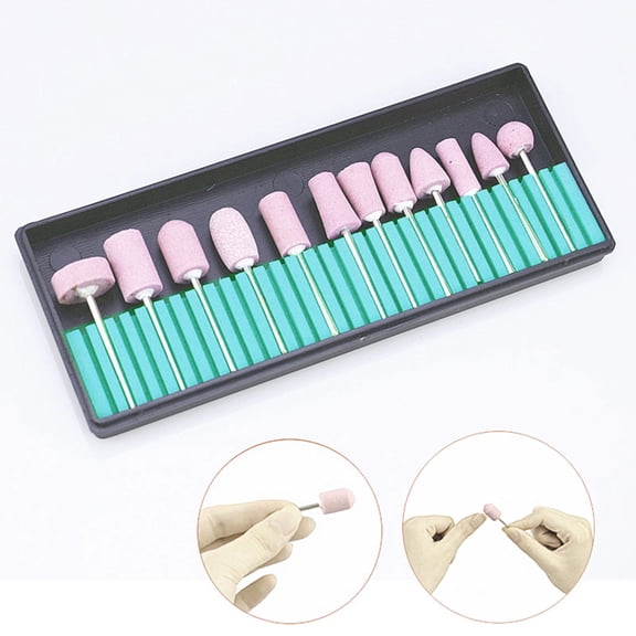 Ludlz 12Pcs/Set Nail Drill Bits Electric Manicure Head Replacement Device For Manicure Pedicure Polishing Mill Cutter Nail Files Quartz Scrub Stone Buffers Nail Art Tool for Home Use