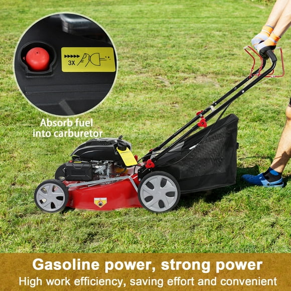 Ludlz 144cc Gas Lawn Mower - 18" 3-in-1 Push Mower with Oil Included