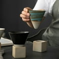 thumbnail image 1 of Ludlz 150ML Ceramic Funnel Coffee Cup with Base Heat-resistant Handmade Japanese Style Latte Cappuccino Tea Espresso Tapered Mug Birthday Gift, 1 of 8