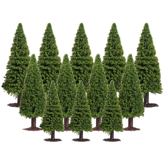 Ludlz 15PCS Green Pine Model Cedar Trees for DIY Green Railroad Scenery Landscape Layout
