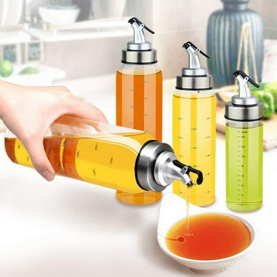 Ludlz 180/300/500ML Oil Glass Bottle Leak-proof High Temperature Resistant Scale Refillable Soy Sauce Vinegar Olive Oil Condiment Dispenser for Kitchen