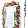 thumbnail image 1 of Ludlz 1Pc Artificial Flower Vine Garland Garden DIY Party Home Office Wedding Decor Artificial Greenery Garland Faux Silk Wedding Backdrop Wall Decor Flower Arrangement, 1 of 7