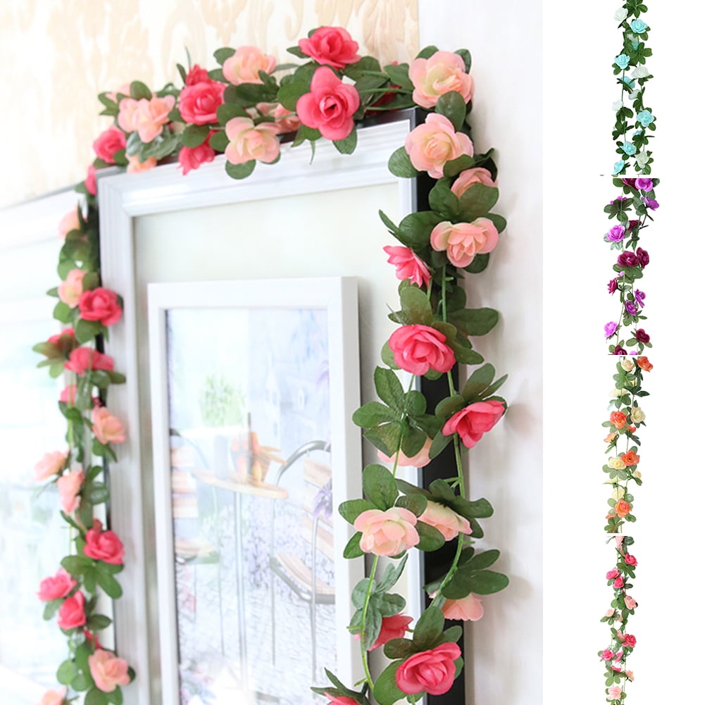 Ludlz Artificial Flower Garland Fake Rose Vine Artificial Flowers