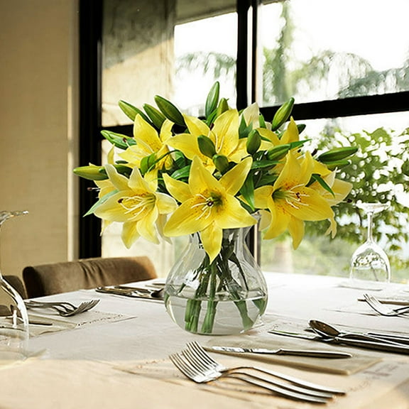 Ludlz 1Pc Artificial Lily Flower Fake Plant Home Office Cafe Wedding Party Decoration